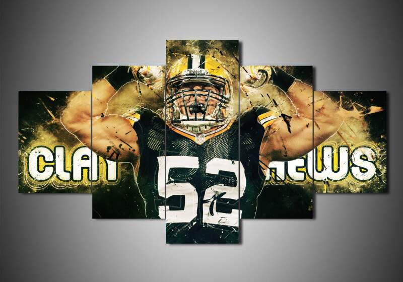 Green Bay Packers - Clay Matthews - Sport 5 Panel Canvas Art Wall Decor Green Bay Packers - Clay Matthews - Sport 5 Panel Canvas Art Wall Decor