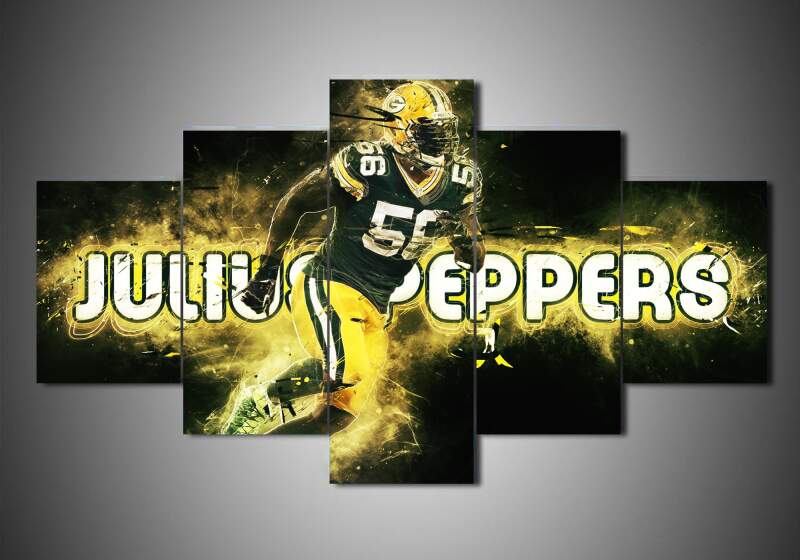 Green Bay Packers - Julius Peppers - Sport 5 Panel Canvas Art Wall Decor Green Bay Packers - Julius Peppers - Sport 5 Panel Canvas Art Wall Decor