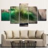 Green Breaking Wave - Space 5 Panel Canvas Art Wall Decor
