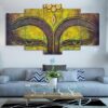 Green Buddha statue 01 - Religion 5 Panel Canvas Art Wall Decor