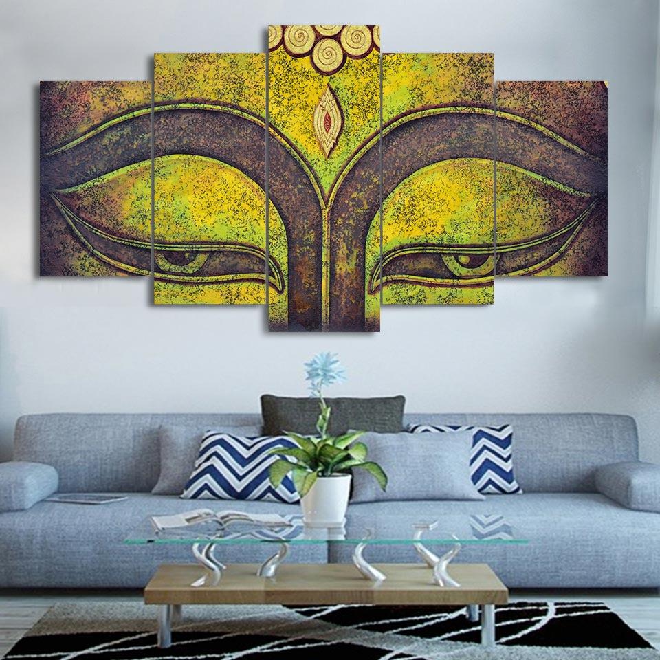 Green Buddha statue 01 - Religion 5 Panel Canvas Art Wall Decor Green Buddha statue 01 - Religion 5 Panel Canvas Art Wall Decor