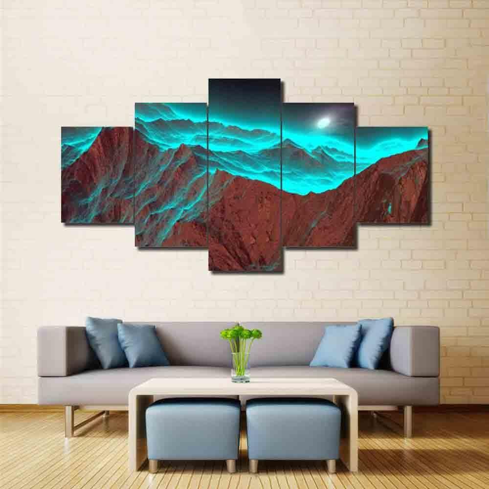 Green Cloud Mountain - Nature 5 Panel Canvas Art Wall Decor Green Cloud Mountain - Nature 5 Panel Canvas Art Wall Decor