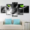 Green Eyes Cat - Animal 5 Panel Canvas Art Wall Decor