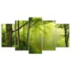 Green Forest Swamp Trees - Nature 5 Panel Canvas Art Wall Decor