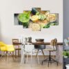 Green Fresh Healthy Smoothie With Fruits And Vegetables - Kitchen 5 Panel Canvas Art Wall Decor