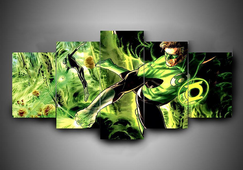Green Lantern 3 - Dc 5 Panel Canvas Art Wall Decor Green Lantern 3 - Dc 5 Panel Canvas Art Wall Decor