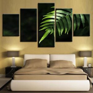 Green Leaves Still Life - Nature 5 Panel Canvas Art Wall Decor