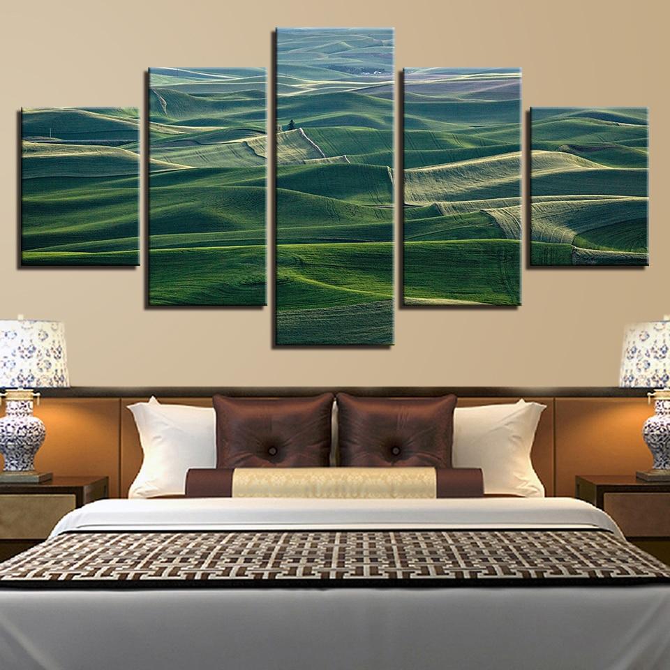 Green Mountain Natural - Nature 5 Panel Canvas Art Wall Decor Green Mountain Natural - Nature 5 Panel Canvas Art Wall Decor