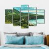 Green Mountains Sea - Nature 5 Panel Canvas Art Wall Decor