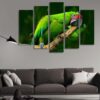 Green Parrot - Animal 5 Panel Canvas Art Wall Decor