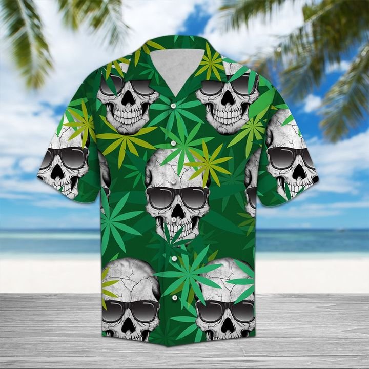 Green Skull Hawaiian Shirt Summer Button Up Green Skull Hawaiian Shirt Summer Button Up