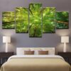 Green Sunshine Woods Forest - Nature 5 Panel Canvas Art Wall Decor