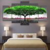 Green Tree Butterfly - Nature 5 Panel Canvas Art Wall Decor
