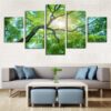 Green Tree Under The Sun - Nature 5 Panel Canvas Art Wall Decor
