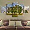 Green Trees And Blue Sky White Cloud Scenery - Nature 5 Panel Canvas Art Wall Decor