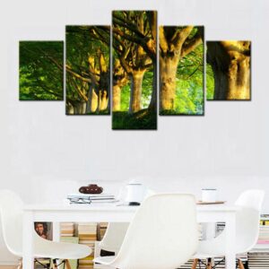 Green Trees - Nature 5 Panel Canvas Art Wall Decor