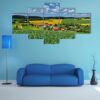 Green Village Scenery Landscape In Spring Time - Nature 5 Panel Canvas Art Wall Decor