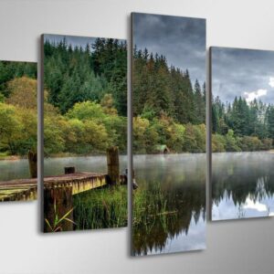 Green tree water - Nature 5 Panel Canvas Art Wall Decor