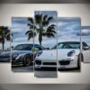 Grey And White Porsche - Automatic 5 Panel Canvas Art Wall Decor