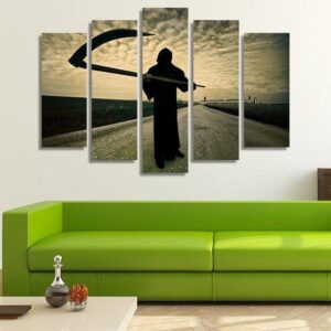 Grim Reaper On The Road - Abstract 5 Panel Canvas Art Wall Decor