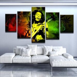Grooving Bob Marley - Music 5 Panel Canvas Art Wall Decor