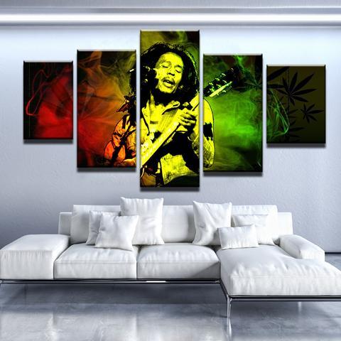 Grooving Bob Marley - Music 5 Panel Canvas Art Wall Decor Grooving Bob Marley - Music 5 Panel Canvas Art Wall Decor