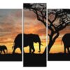 Group Of Elephants In Africa Elephant - Animal 5 Panel Canvas Art Wall Decor
