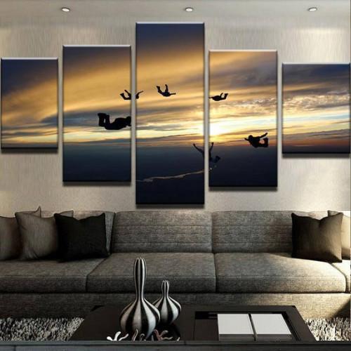Group Skydive 1 - Sport 5 Panel Canvas Art Wall Decor Group Skydive 1 - Sport 5 Panel Canvas Art Wall Decor