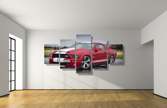 Gt500 Mustang Red Car - Automative 5 Panel Canvas Art Wall Decor Gt500 Mustang Red Car - Automative 5 Panel Canvas Art Wall Decor