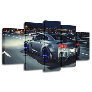 Gtr Sports Car In A Free Road Christmas - Automative 5 Panel Canvas Art Wall Decor