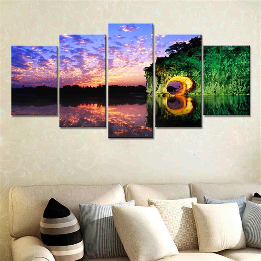 Guilin Scenery Of China - Nature 5 Panel Canvas Art Wall Decor Guilin Scenery Of China - Nature 5 Panel Canvas Art Wall Decor