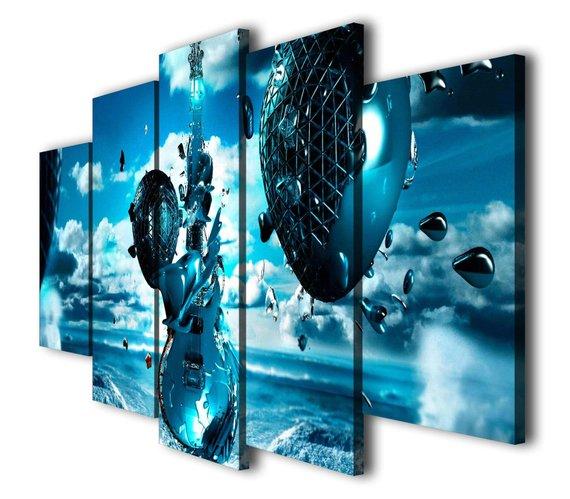 Guitar Frozen Clouds - Music 5 Panel Canvas Art Wall Decor Guitar Frozen Clouds - Music 5 Panel Canvas Art Wall Decor