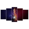 Guitar In Fire For Guitarist - Music 5 Panel Canvas Art Wall Decor