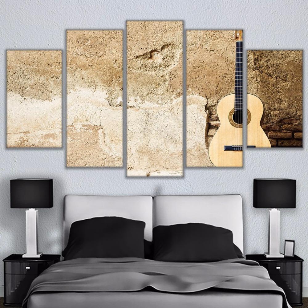 Guitar Music 4 - Music 5 Panel Canvas Art Wall Decor Guitar Music 4 - Music 5 Panel Canvas Art Wall Decor