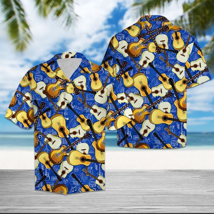 Guitar Music Pattern Hawaiian Shirt Summer Button Up Guitar Music Pattern Hawaiian Shirt Summer Button Up