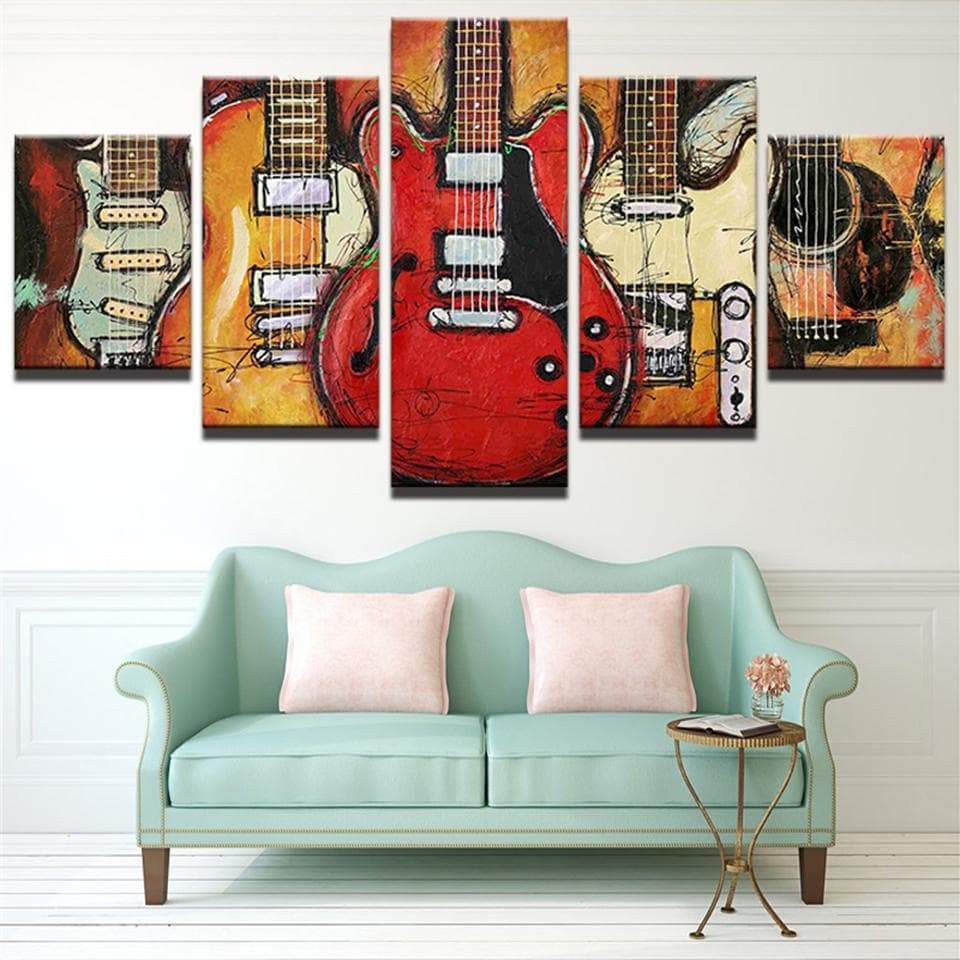 Guitar Music - Music 5 Panel Canvas Art Wall Decor Guitar Music - Music 5 Panel Canvas Art Wall Decor