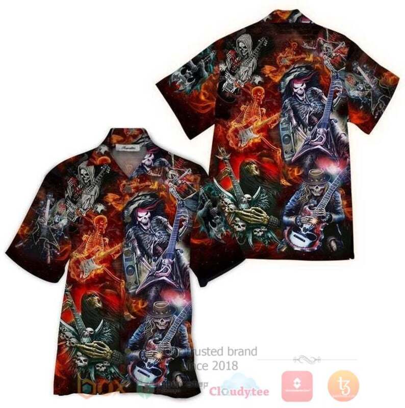 Guitar Skull Hawaiian Shirt Guitar Skull Hawaiian Shirt