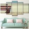 Guitar Vintage Beach 1 - Music 5 Panel Canvas Art Wall Decor