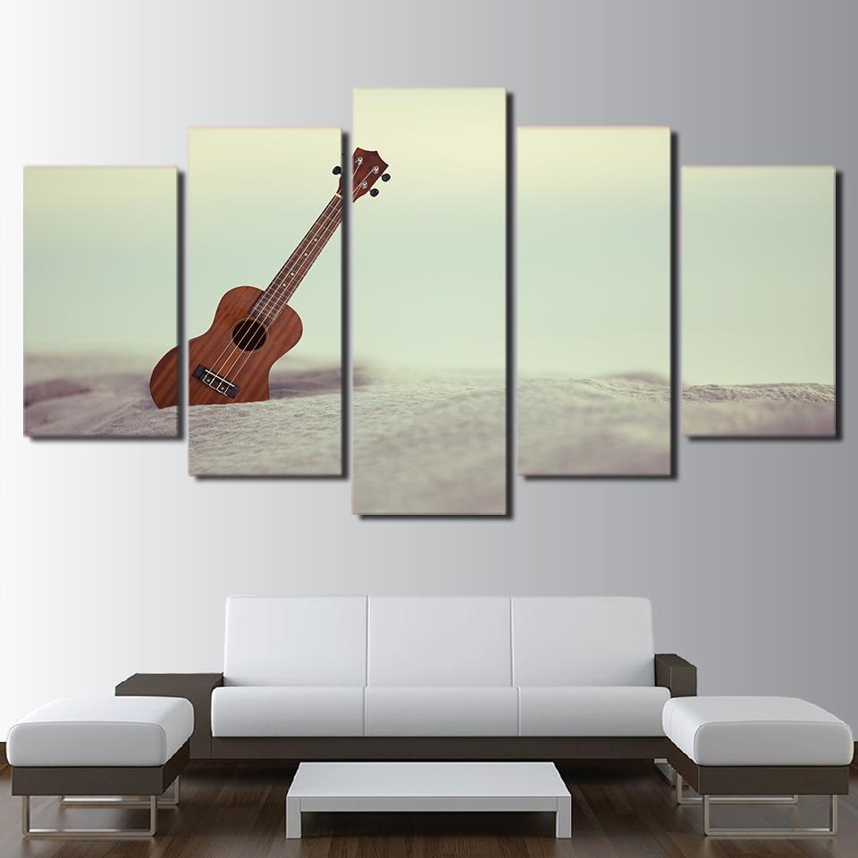 Guitar Vintage Beach - Music 5 Panel Canvas Art Wall Decor Guitar Vintage Beach - Music 5 Panel Canvas Art Wall Decor