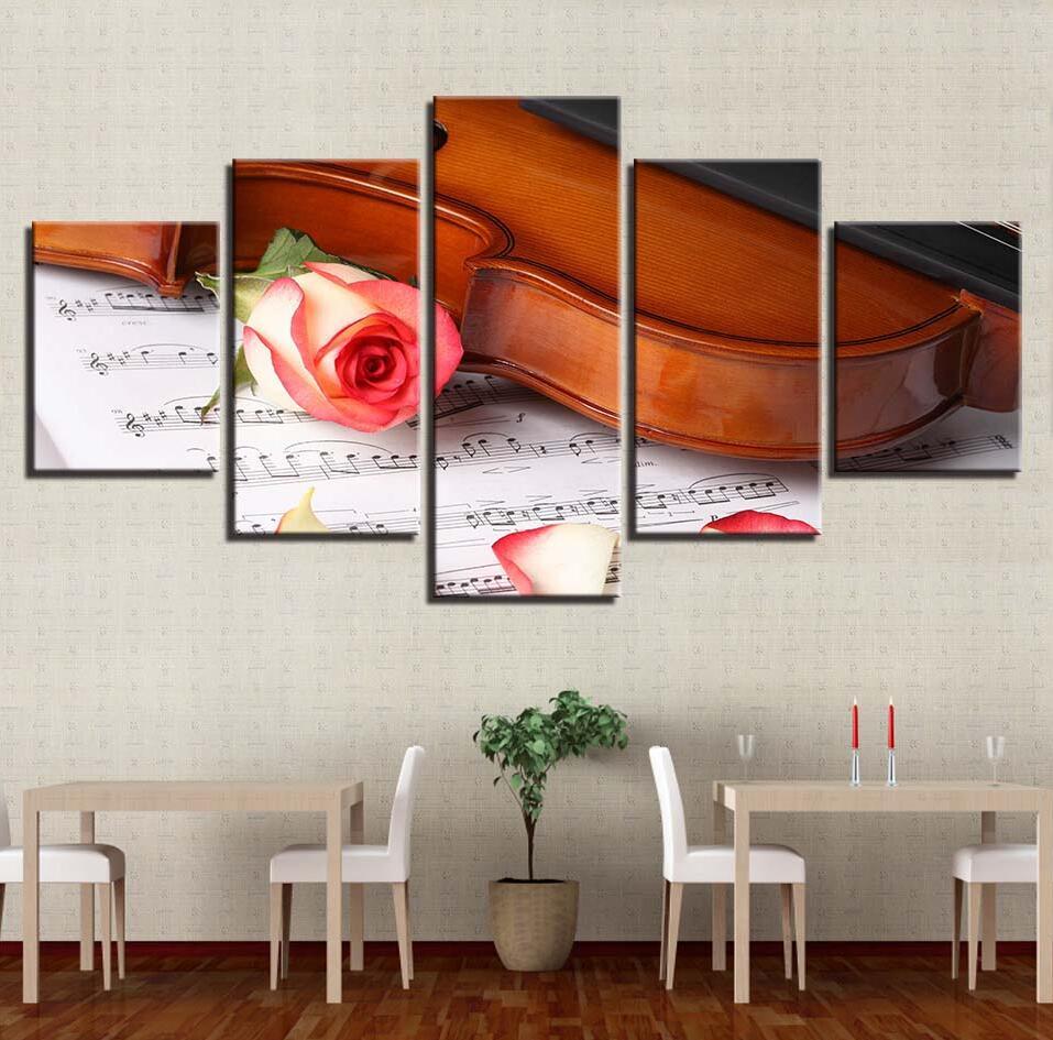 Guitar Violin - Music 5 Panel Canvas Art Wall Decor Guitar Violin - Music 5 Panel Canvas Art Wall Decor