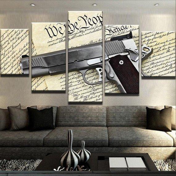 Gun 2Nd Amendment We The People - Army 5 Panel Canvas Art Wall Decor Gun 2Nd Amendment We The People - Army 5 Panel Canvas Art Wall Decor