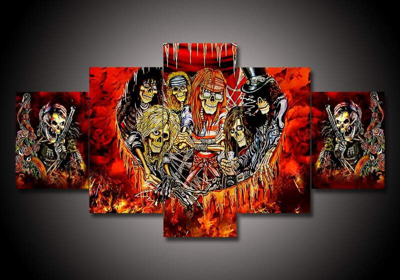 Guns N’ Roses - Abstract 5 Panel Canvas Art Wall Decor Guns N’ Roses - Abstract 5 Panel Canvas Art Wall Decor