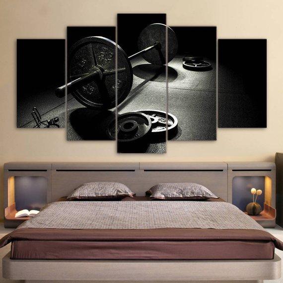 Gym Weights - Sport 5 Panel Canvas Art Wall Decor Gym Weights - Sport 5 Panel Canvas Art Wall Decor