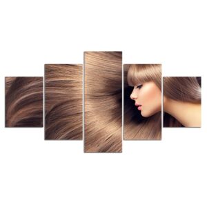 Hair wig wall girl life - Abstract 5 Panel Canvas Art Wall Decor