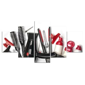 Hairdressing 06 - Abstract 5 Panel Canvas Art Wall Decor