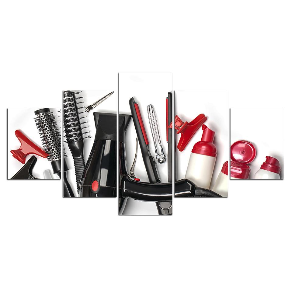 Hairdressing 06 - Abstract 5 Panel Canvas Art Wall Decor Hairdressing 06 - Abstract 5 Panel Canvas Art Wall Decor
