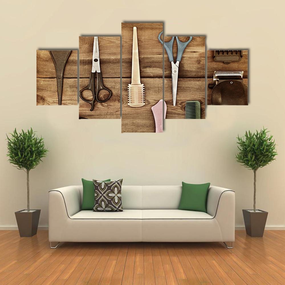 Hairdressing Accessories - Beauty Salon 5 Panel Canvas Art Wall Decor Hairdressing Accessories - Beauty Salon 5 Panel Canvas Art Wall Decor