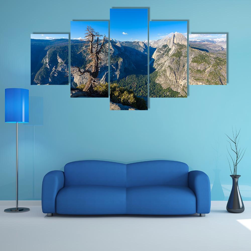 Half Dome Rock And Valley From Glacier Point - Nature 5 Panel Canvas Art Wall Decor Half Dome Rock And Valley From Glacier Point - Nature 5 Panel Canvas Art Wall Decor