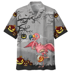 Halloween Flamingo Pumpkins Hawaian Shirt