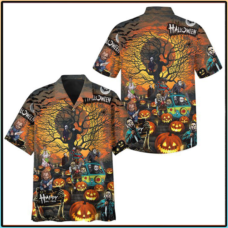 Halloween Friday The 13Th Jason Michael Myers And Friend Hawaiian Shirt Halloween Friday The 13Th Jason Michael Myers And Friend Hawaiian Shirt